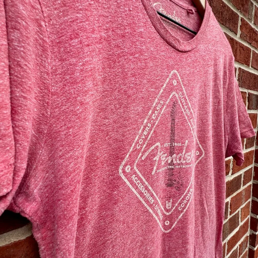 Lucky Brand x Fender T-Shirt Adult Large Heather Red Casual Grunge - Picture 2 of 8